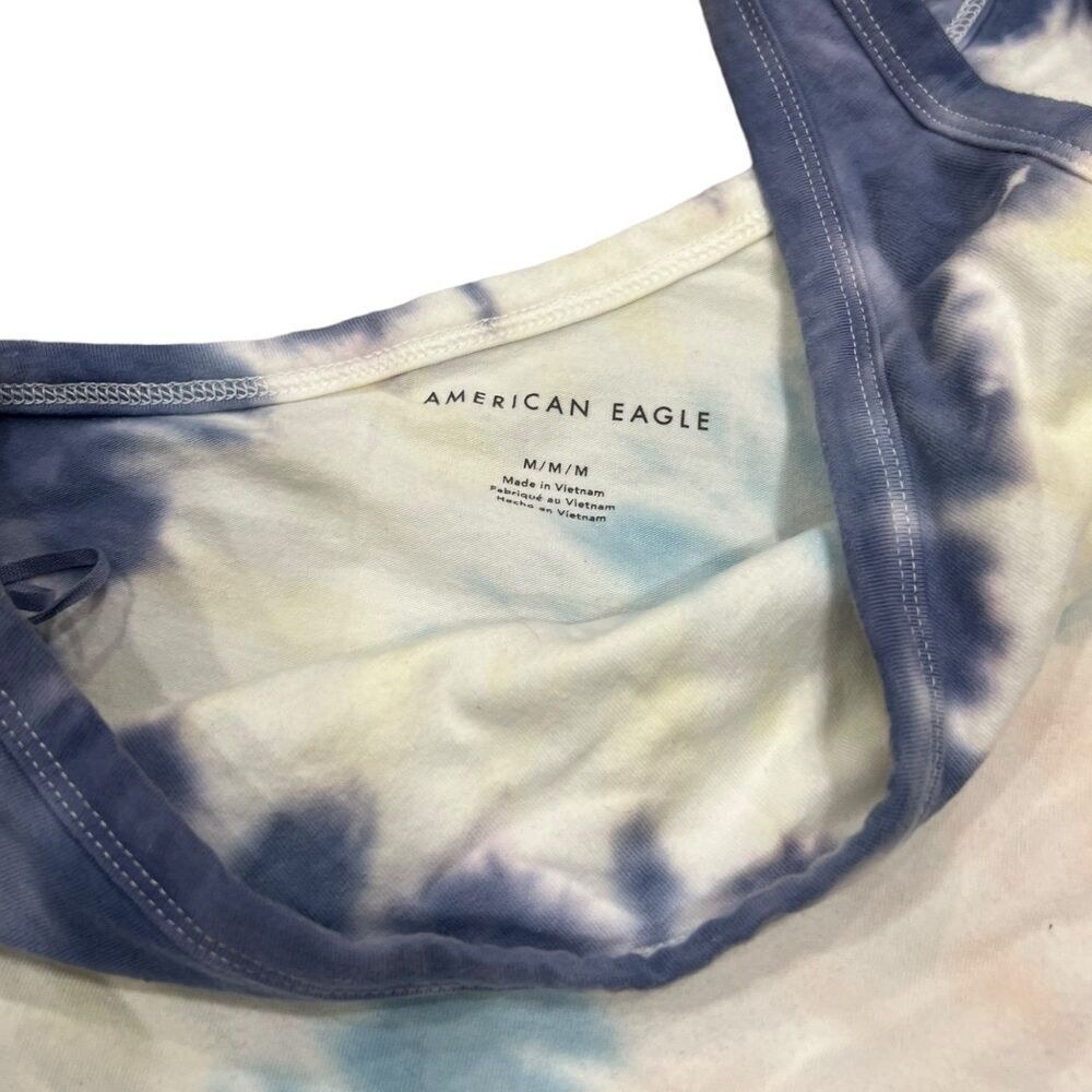 American Eagle Blue Tie Dye One Shoulder Tank Top M - Picture 3 of 4